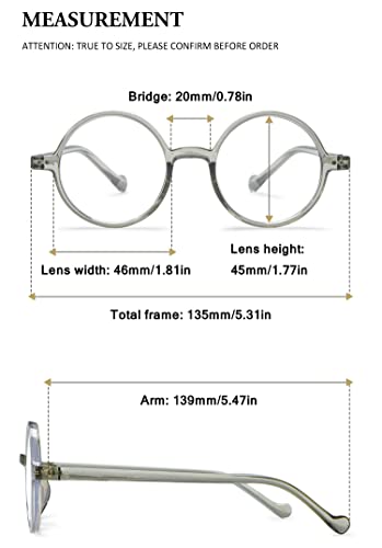 VEVESMUNDO Blue Light Blocking Reading Glasses Round Retro Vintage Readers Glasses for Women Men (1 Pcs Grey Reading Glasses, +1.0) - Image 2