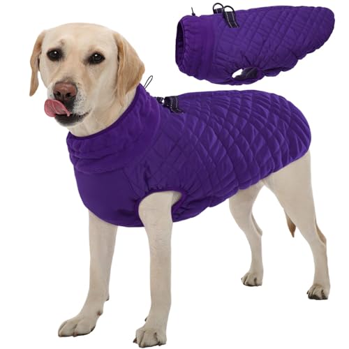 Kuoser Dog Coat, Winter Dog Jackets for Medium Dogs, Cold Weather Coats Pet Clothes, Doggie Snow Jacket for Frech Bulldog, Boston Terrier, Purple L L (Chest Girth: 24.4'') Purple