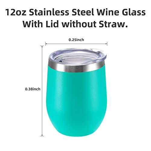 Starspeed 12Oz Stainless Steel Wine Tumbler With Lid. Stemless Double Wall Insulated Wine Tumbler.wine Glass Is Suitable For Different Scenes, Parties,Outdoor, Gifts And So On.(Light Green, 1) #TOP1