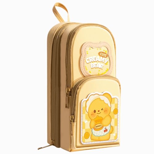 Image of FunBlast Pencil Pouch for Kids, Girls - Creamy Bear Design, Large Capacity Multipurpose Stationery Zipper Pouch for Kids & Adults, Kawaii Aesthetic Pencil Case Organizer (Multicolor)