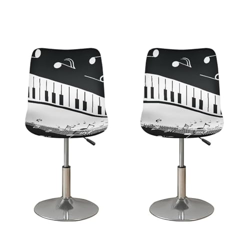 Image of Piano Music Bar Stool Covers with Backs Cushion Slipcover for Counter Set of 2 Waterproof Height Mid Low Back Chair Protector Easy to Install