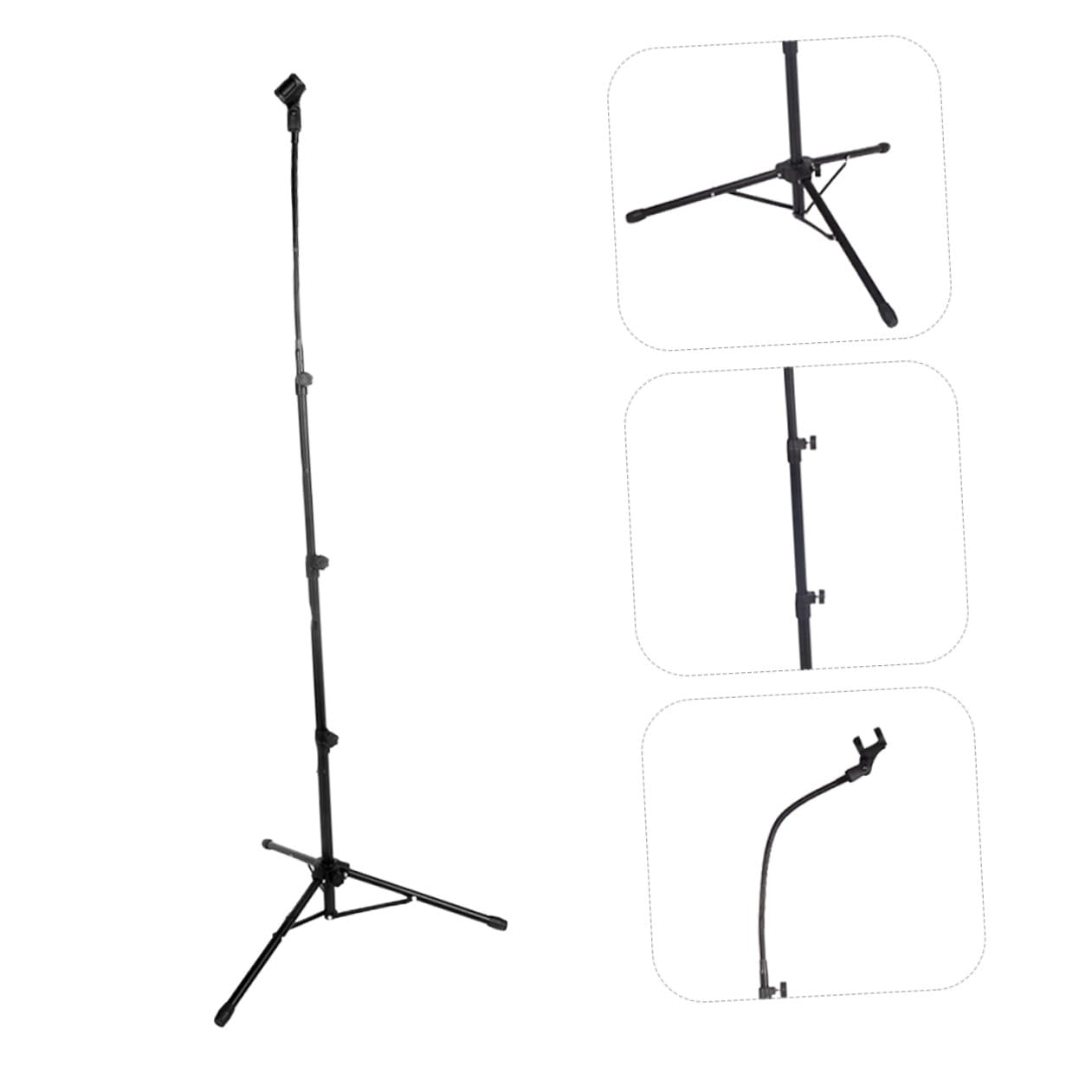 BESPORTBLE Supporto per Microfono in Asta Telescopica Regolabile Treppiede da Pavimento Stabile Accessorio per Microfono