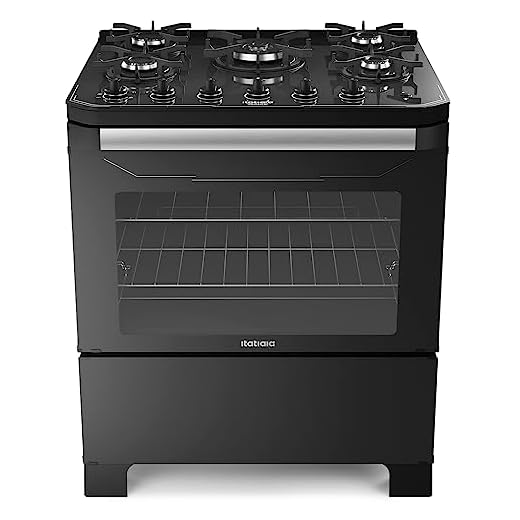 Fogão 5 Bocas a Gás Itatiaia Itamaster com Mesa de Vidro e Queimador Tripla Chama Preto Bivolt