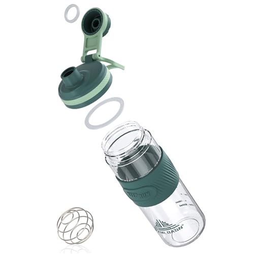PZMLOASN Protein Shaker für eiweiß- & sportgetränke- für super cremige Fitness Eiweiß Shaker,proteinshake 650ml - Langlebiger, Auslaufsicherer, gym shaker BPA-frei (Grün, 650ML)
