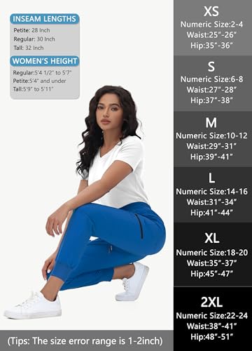Image of MIVEI High Waisted Jogger Style Scrub Pants for Women - 8 Pockets Medical Bottoms Tapered Yoga Waistband Ribbed Ankle Cuffs