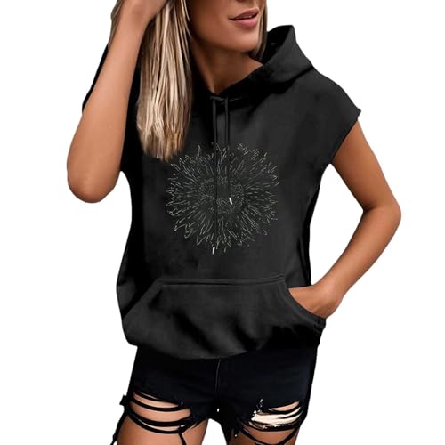 Sudadera con Capucha y Letras de Moda Talla Grande para Mujer, Blusa Holgada Manga Corta, Cuello Felpa Suave, Resistente, Ligero Larga, Ideal Ropa casa/g