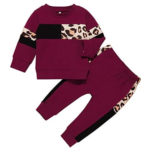 U·nikaka 3T 4T Toddler Girl Clothes Sweatshirt Outfits Sweatsuit Winter Fall Sweatpants(Red, 3-4T) Cover