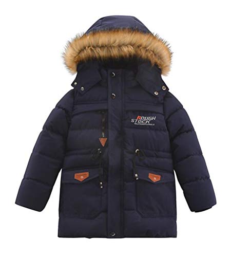 Nemopter - Chaqueta para niño y niño, chaqueta de invierno cálida para mujer con capucha, azul, 6-7 Años