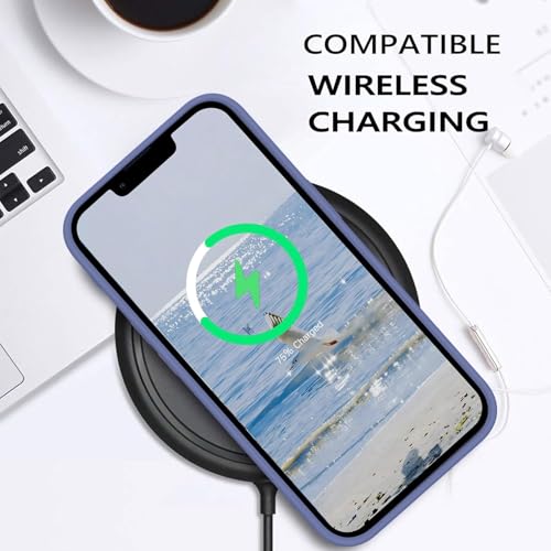 Image of DIZORO Compatible with iPhone 13 Case, Liquid Silicone Case, Full Body Protective Cover, Shockproof, Slim Phone Case, Anti-Scratch Soft Microfiber Lining, 6.1 inch - Lavender Grey