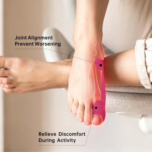 Image of Precut Kinesiology Tape for Bunion, 40 Pcs, Bunion Corrector & Relief, Big Toe Support and Pain Relief, Breathable Hypoallergenic Latex-Free Tape (Pink)