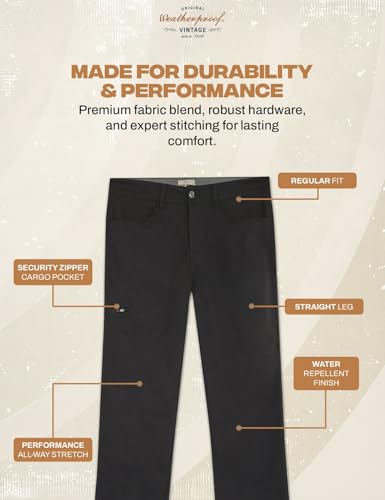 Image of Weatherproof Vintage Casual Hiking Pants for Men - Lightweight Stretch Travel Mens Work Pants with Utility Cargo Pocket