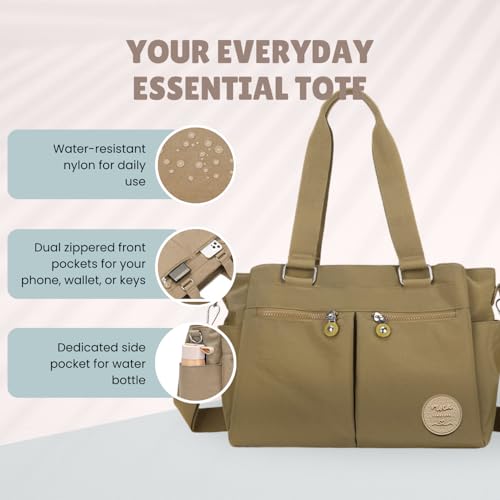Image of MOCA Womens Casual Nylon Water Resistant Crossbody Tote Sling Handbag, Multi-Pocket Design with Adjustable Shoulder Straps for Work Travel Office, Everyday Use
