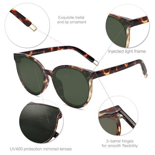 SOJOS Fashion Round Sunglasses for Women Men Oversized Vintage Shades SJ2057