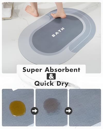 Image of QONETIC 2 Pcs Bathroom Mat Anti-Slip Quick Dry Water Absorbing | Anti-Skid Rubber & Silicon Floor Mat for Home, Kitchen & Washroom | Super Absorbent Non-Slip Doormat (40x60 cm)