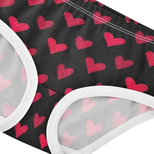 Joisal Toddlers Underwear Floral 2t Cotton Panties Little Girl Artistic Kids Undies Briefs Stylized Red Hearts Black4
