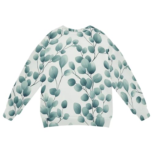 JUNZAN Aesthetics Eucalyptus Leaf Kids Boys Hooded Sweatshirt Fleece Fall Tops Shirts Athletic 4T2