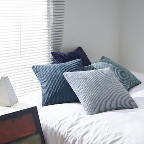 Image of Topfinel Decorative Throw Pillow Covers Cushion Cases, Set of 4 Soft Velvet Modern Double-Sided Designs, Mix and Match for Home Decor, Pillow Inserts Not Included (22x22 inch, Blue)