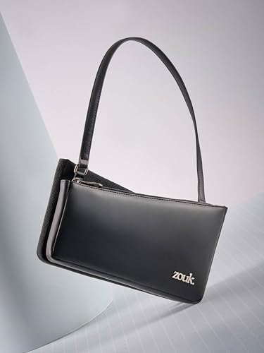 Image of ZOUK Kiya Small Shoulder Bag for Women - Dual-Sided Shoulder Bag with Criss-Cross Design| Handcrafted Purse with Dual Zipper Compartments & Water-Resistant Lining |