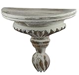 galon bordure etagere Largeur : 25 cm. Quaint & Quality - Étagère Demi Rond sculptée à galons Blanc Antique