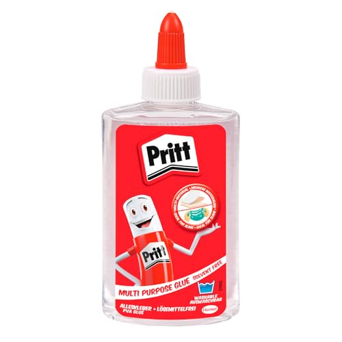 Pritt Alleskleber, schnell trocknender Kleber mit einfacher Anwendung, lösemittelfreier Flüssigkleber für Kinder, transparenter Bastelkleber für viele Bastelmaterialien, 1x150g