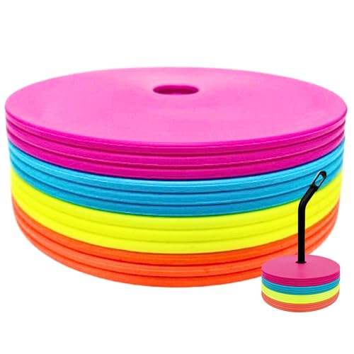 LEZER 6 Inch Flat Cones Spot Markers Soccer Cones Field Court Markers Sit Spots Flat Discs Soccer Training Equipment Agility Practice Football Made in Taiwan Set of 12