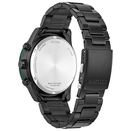 Image of Citizen Men's Eco-Drive Weekender Sport Casual, Black Stainless Steel Bracelet Watch, Chronograph (Model: CA4555-81E), Black, Sport Casual