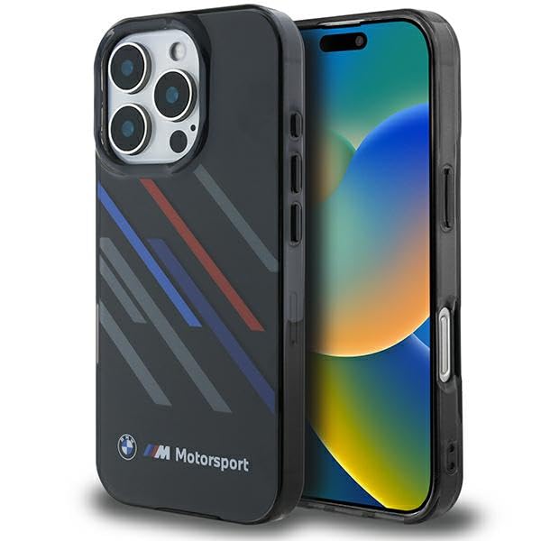 CG Mobile BMW BMHCP16L23HTRAK Coque Rigide pour iPhone 16 Pro 6,3" Noir Motosport IML Rayures aléatoires