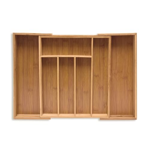 Range-couvert extensible en bambou Relaxdays pour tiroir de cuisine modulable - 2