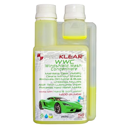 PROKLEAR Wash Additive Concentrate - Keeps Windshield Clear and Wipers Lubricated 50 Refills (250ml) (WWC250)