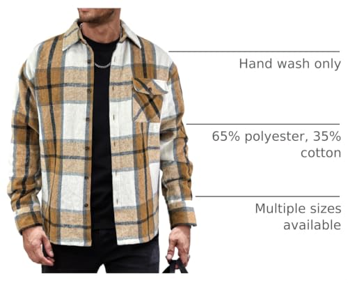 Image of JEMLDL Mens Flannel Plaid Shirts Jackets