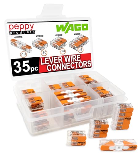 WAGO 221 Lever Nuts 35pc Compact Splicing Wire Connector Assortment with Case. Includes 221-2401, 221-412, 221-413, 221-415
