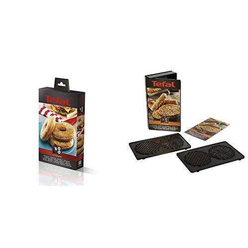 Tefal XA801612 Snack Collection Pl Bagels Eu Accessoire pour Donuts + XA800712 Snack Collection Coffret de Plaque pour Bricelets avec Livre de Recettes 4,4 x...
