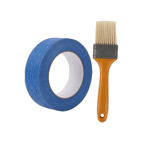 BQLZR Pennello piatto con manico in plastica, 5,1 cm, con nastro da pittore, 50 m, confezione da 2