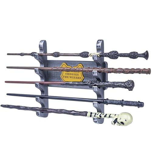 DigNew 5 Tiered Wand Holder Wall Mount,Wood Display Stand,Suitable for Wand Enthusiasts or Collectors to Display in The Living Room,Bedroom or Office