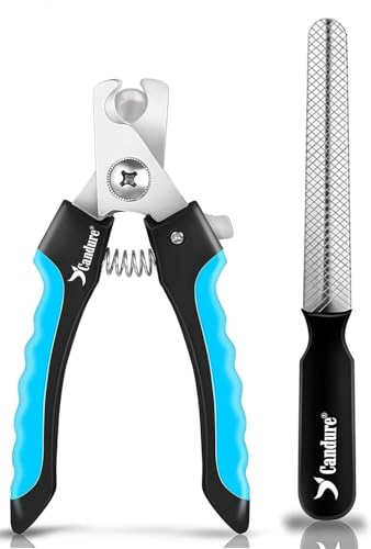 Image of Candure Pet Nail Clippers Professional Nail Trimmer Suitable for Puppy, Cats, Rabbits and Guinea Pigs - Safety Lock /Protective Guard to Avoid Over Cutting (Blue, Small)