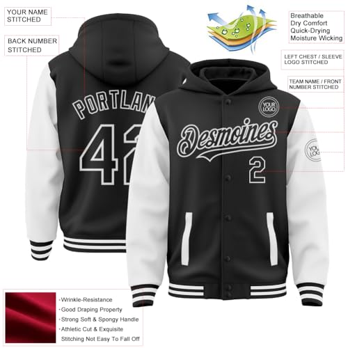 Custom Baseball Jackets Men Women Youth Personalized Varsity Letterman Jacket with Hood Stitched Name Number2