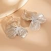 Gold Large Flower Dangle Earrings for Women Vintag... #5