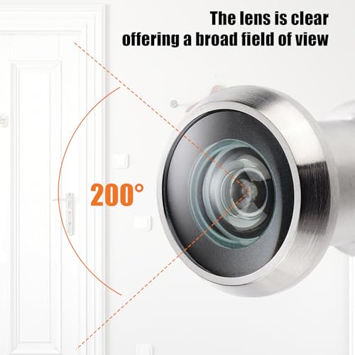 XIAQICA Türspion mit Sichtschutz 200° Weitwinkel Optische Glaslinsen Türspione mit Bohrer - Bohrloch Ø 16mm - Zinklegierung Spion Einstellbare Länge Spio für 35-60mm Dicke Türen (Silber)