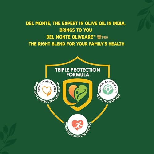 Image of Del Monte OlivKare Heart Pro Oil 870g | Goodness of Olive Oil | Blend of Olive Oil & Rice Bran oil | Contains MUFA, PUFA, & Omega-6 which helps control Bad Cholesterol | Suitable for Everyday Indian Cooking