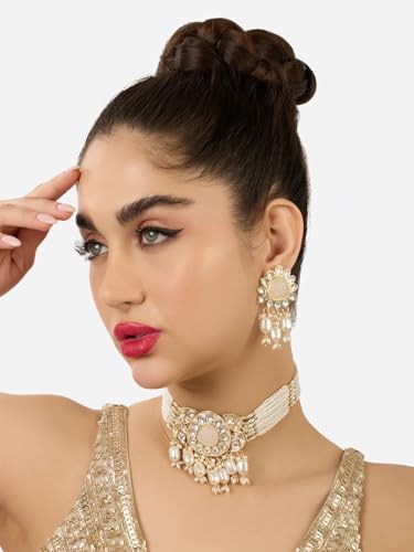 Joyas Meenakari de oro con cuentas Kundan el regalo perfecto de latón tallado 5