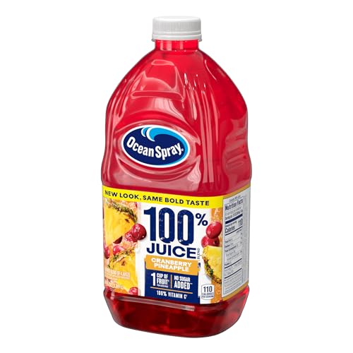 Ocean Spray® 100% Juice Cranberry Pineapple Juice Blend, 64 Fl Oz Bottle (Pack of 8)