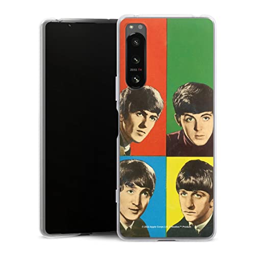 DeinDesign Coque en Silicone Compatible avec Sony Xperia X5 IV Etui Silicone Coque Souple Rock ‘n’ Roll Visages The… - Les Beatles, Paul McCartney, John Lennon, RIngo Starr, George Harrison DeinDesign Coque en Silicone Compatible avec Sony Xperia X5 IV Etui Silicone Coque Souple Rock 'n' Roll Visages The…