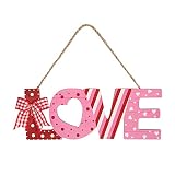 Vecksoy madera para puerta San Valentín | Personajes amor madera para colgar, decoración San Valentín para colgar mesa, techo, ventana, puerta y decoración pared