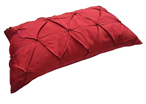 Craftbot 100% Pure Silk Dupioni Throw Pillow Covers - Red Pleated Decorative Toss Pillows For Couch, Bed, Sofa - Pack Of 2 - Cushion Cover - 12X20 Inch - Insert Not Included #TOP2