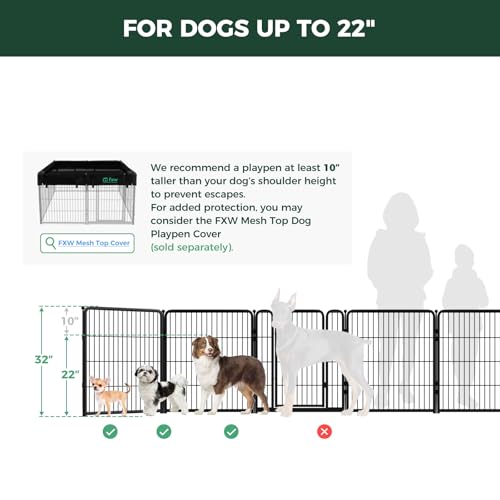 Image of FXW Homeplus Indoor Dog Playpen with Fence-to-Wall Anchors, 32 inch H, 6 Panels
