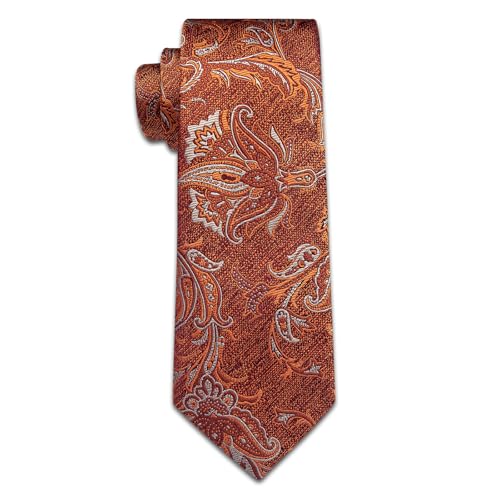 Image of YourTies Silk Paisley Floral Tie and Pocket Square Cufflinks with Lapel Pin Sets for Men 5PC Wedding Party