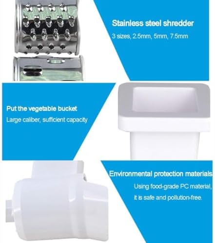 Commercial Cheese Grater, Electric Rotary Cheese Shredder Machine, with 3 Stainless Steel Drum Blades, Quick Shred - 1min/180 Pieces