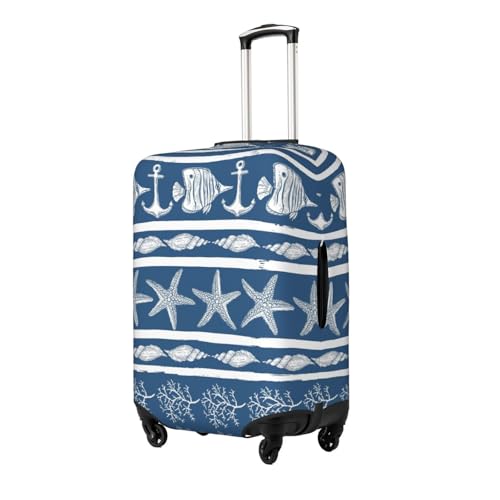 Elastic Travel Luggage Cover Printed Starfish Fish Nautical Double-Sided Suitcase Protector Bag,Dust-Proof Anti-Scratch Washable Baggage Covers For Kid Adult,X-Large2