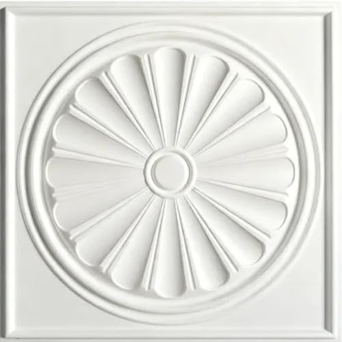 Image of Kayra Decor PVC Ceiling Panel 60x60 cm|Sunburst Panel|White|12 Tiles Cover 48 Sq Ft| Modern False Ceiling|Royal & Elegant Finish