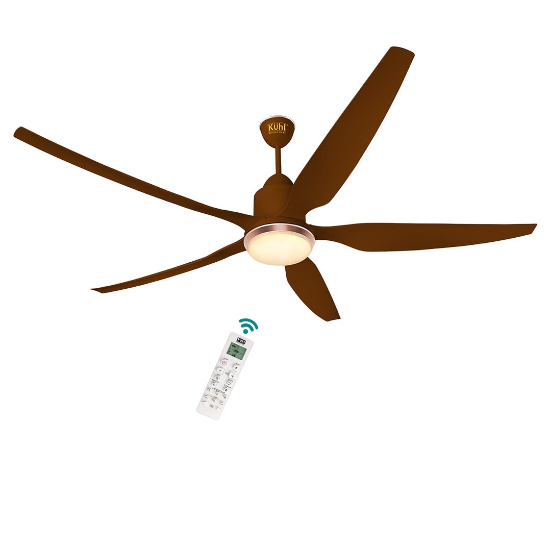 KUHL Galaxis G5 1400MM Stylish Power Saving BLDC Ceiling Fan with Remote | Down Light | 32W | BEE 5 Star | IoT – Operate via Mobile & Alexa | Reverse Mode | Free Installation | Brown